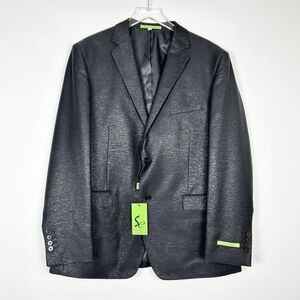 NWT Salvatore Exte Men's Two Button Sport Coat Suit Jacket Black Formal Size 46R